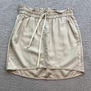Leifnotes Anthropologie Champagne Beige Paperbag Waist Mini Skirt Size S
